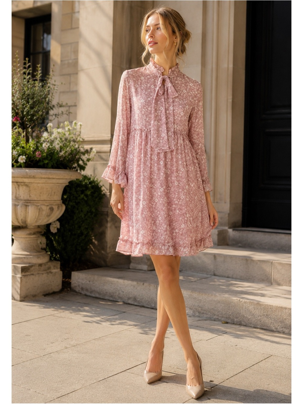 Misa Los Angeles Pink Floral Dress XS - Picture 2 of 9
